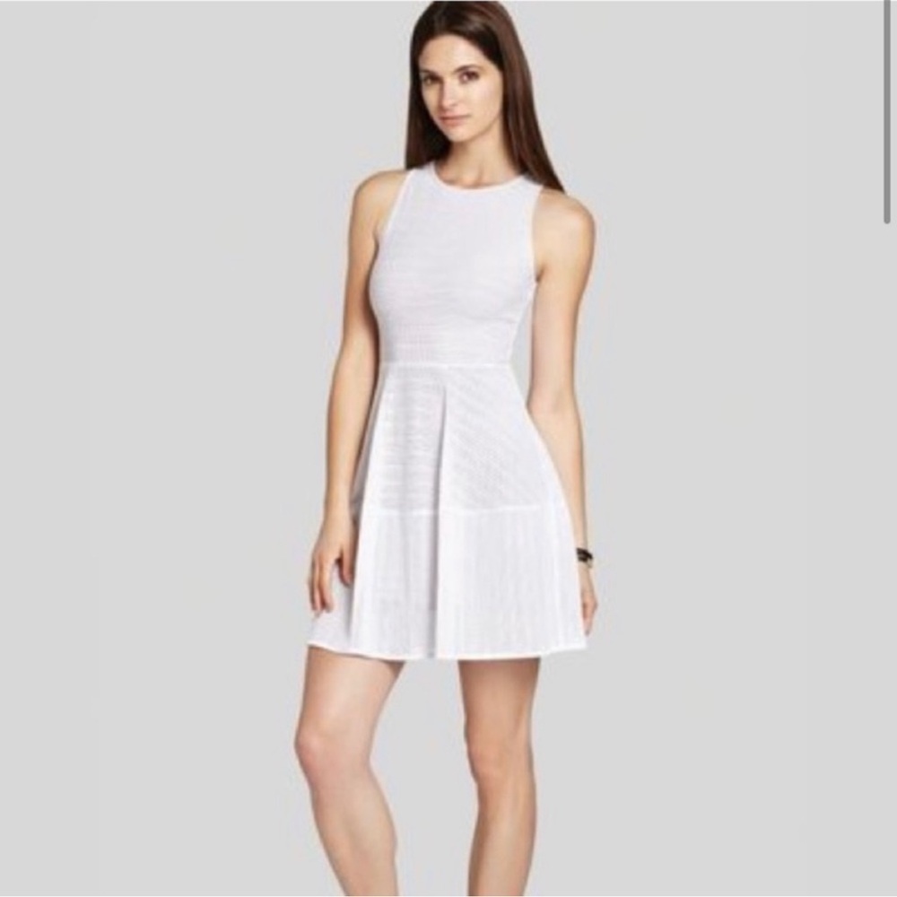 BCBGMAXAZRIA A-line Laser cut White Dress